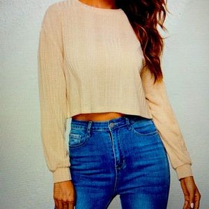 Drop shoulder rub-knit crop tee